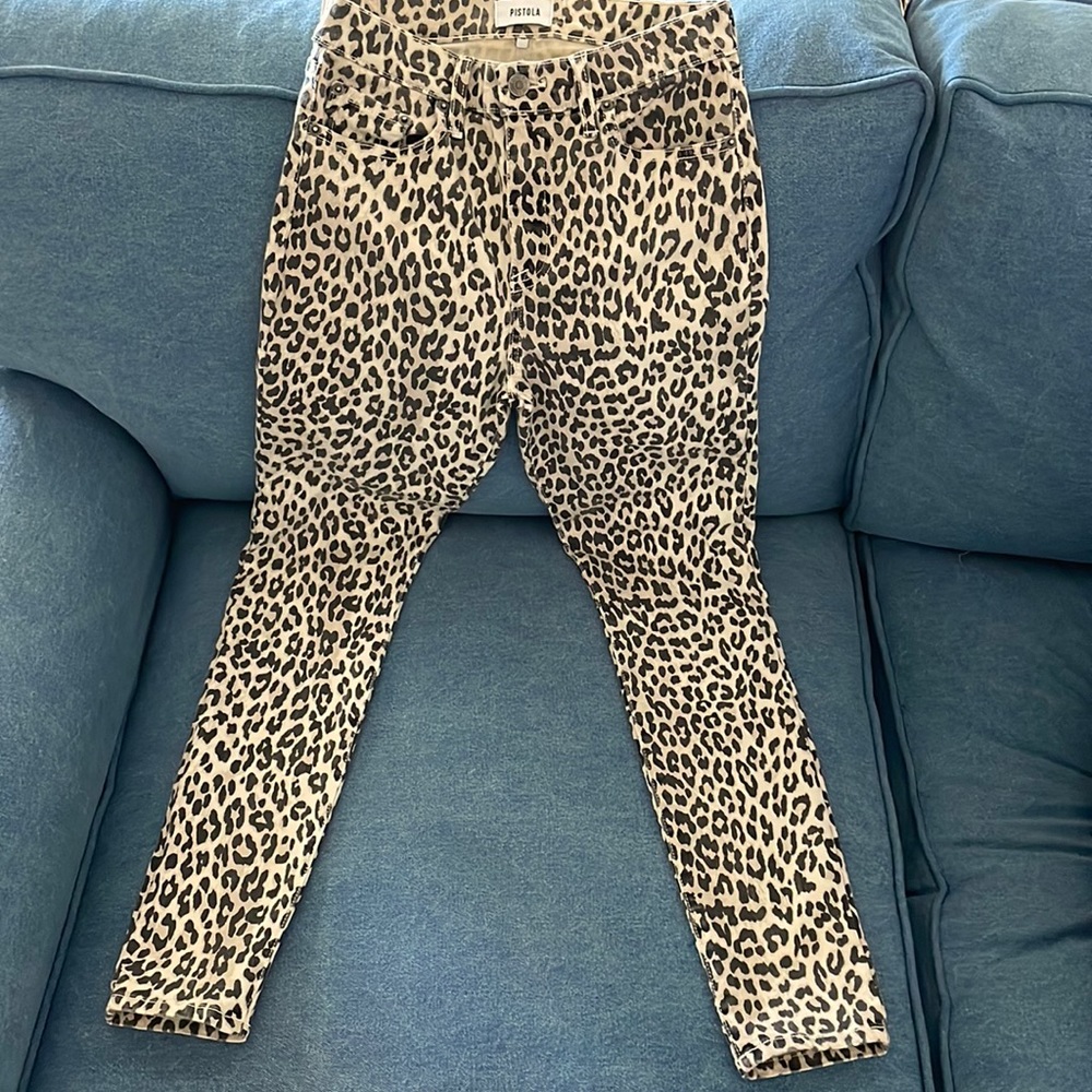 Cheetah print black and white stretchy jeans by Pistola
